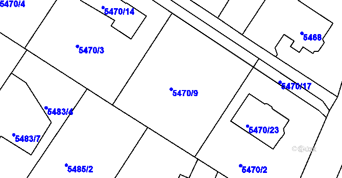 Parcela st. 5470/9 v KÚ Frýdek, Katastrální mapa