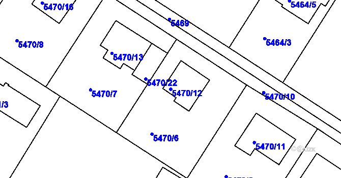Parcela st. 5470/12 v KÚ Frýdek, Katastrální mapa