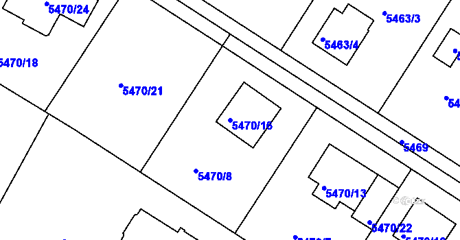 Parcela st. 5470/16 v KÚ Frýdek, Katastrální mapa