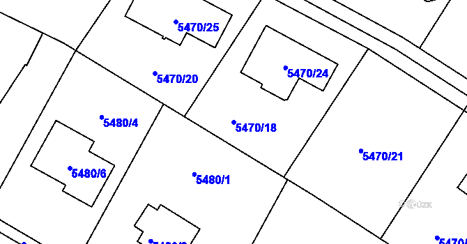 Parcela st. 5470/18 v KÚ Frýdek, Katastrální mapa