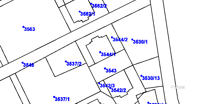 Parcela st. 3544/1 v KÚ Frýdek, Katastrální mapa