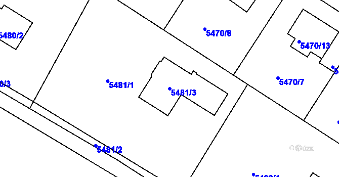 Parcela st. 5481/3 v KÚ Frýdek, Katastrální mapa