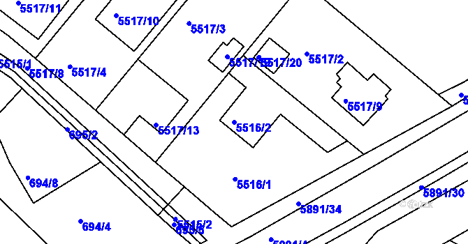 Parcela st. 5516/2 v KÚ Frýdek, Katastrální mapa