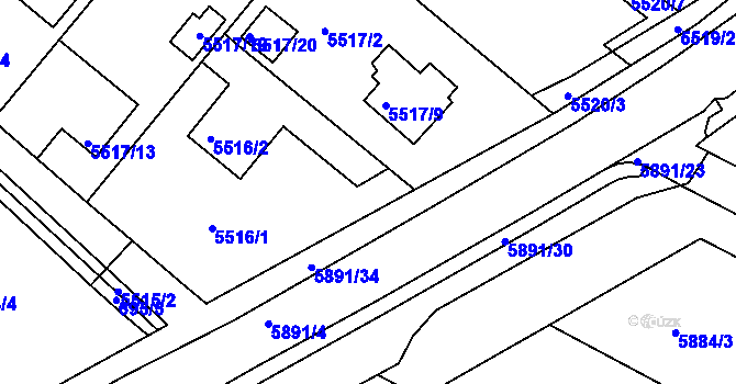 Parcela st. 5516/4 v KÚ Frýdek, Katastrální mapa