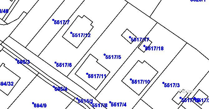 Parcela st. 5517/5 v KÚ Frýdek, Katastrální mapa