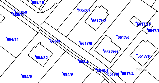 Parcela st. 5517/6 v KÚ Frýdek, Katastrální mapa