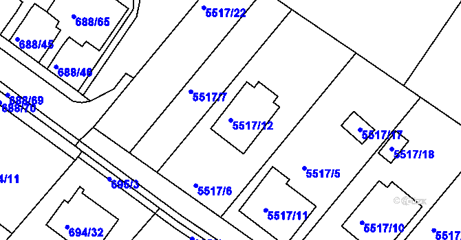Parcela st. 5517/12 v KÚ Frýdek, Katastrální mapa