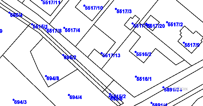 Parcela st. 5517/13 v KÚ Frýdek, Katastrální mapa