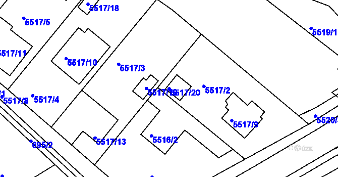 Parcela st. 5517/20 v KÚ Frýdek, Katastrální mapa