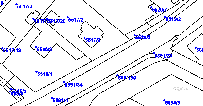 Parcela st. 5517/21 v KÚ Frýdek, Katastrální mapa