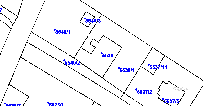 Parcela st. 5539 v KÚ Frýdek, Katastrální mapa
