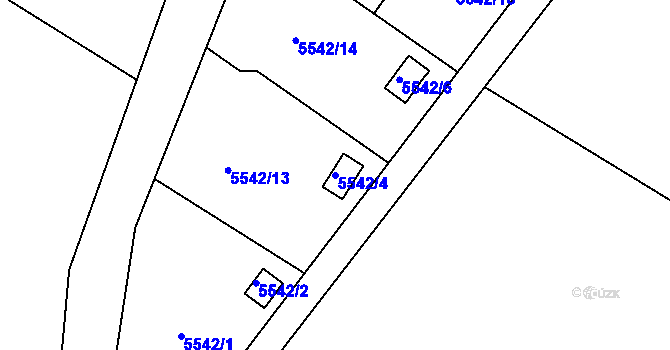 Parcela st. 5542/4 v KÚ Frýdek, Katastrální mapa