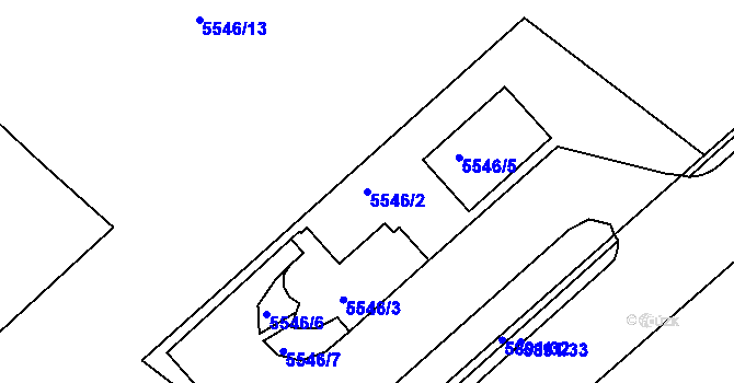 Parcela st. 5546/2 v KÚ Frýdek, Katastrální mapa