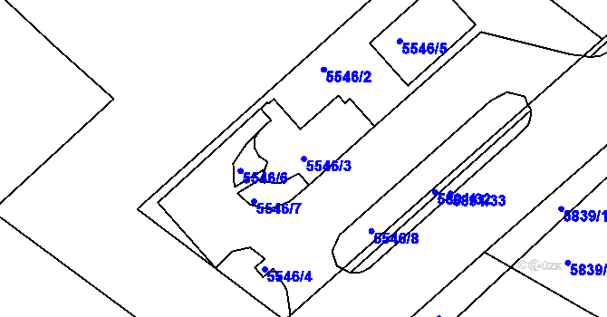 Parcela st. 5546/3 v KÚ Frýdek, Katastrální mapa