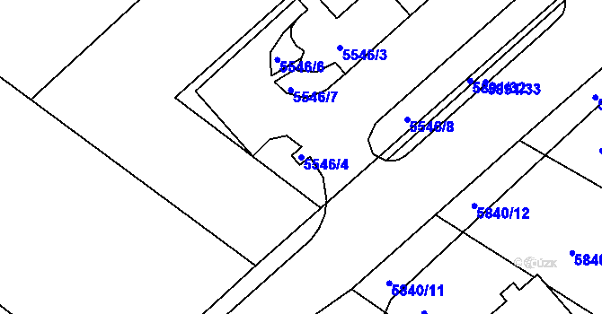 Parcela st. 5546/4 v KÚ Frýdek, Katastrální mapa