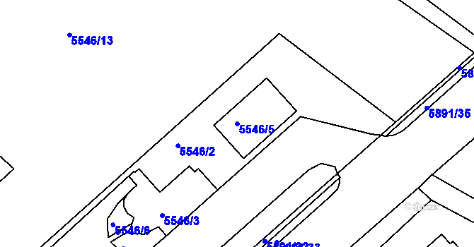 Parcela st. 5546/5 v KÚ Frýdek, Katastrální mapa