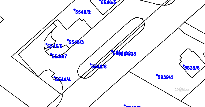 Parcela st. 5546/8 v KÚ Frýdek, Katastrální mapa