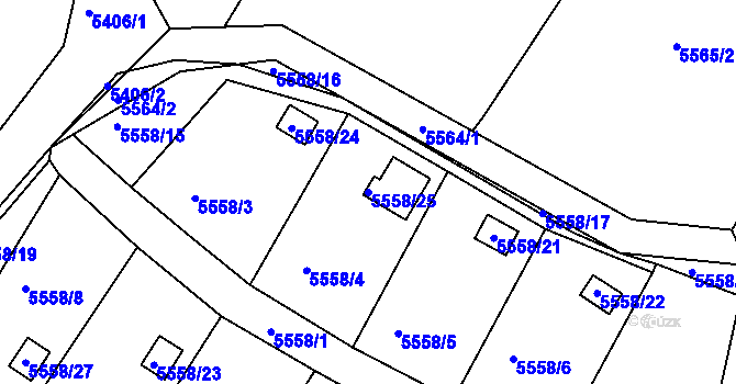 Parcela st. 5558/25 v KÚ Frýdek, Katastrální mapa