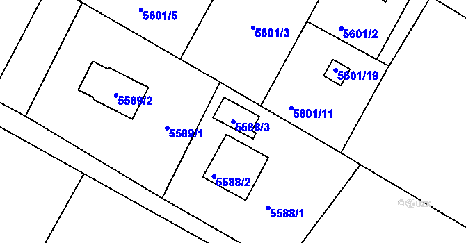 Parcela st. 5588/3 v KÚ Frýdek, Katastrální mapa