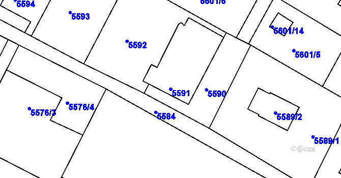 Parcela st. 5591 v KÚ Frýdek, Katastrální mapa