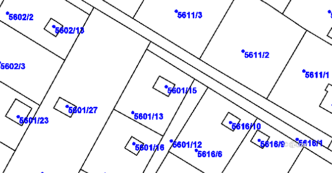 Parcela st. 5601/15 v KÚ Frýdek, Katastrální mapa