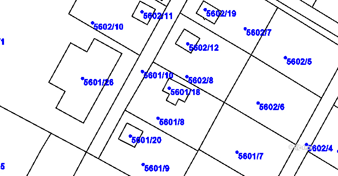 Parcela st. 5601/18 v KÚ Frýdek, Katastrální mapa