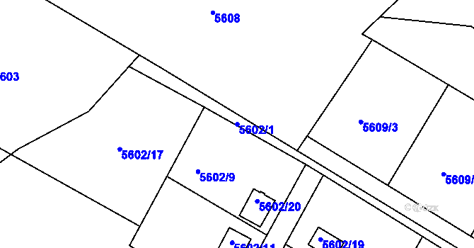 Parcela st. 5602/1 v KÚ Frýdek, Katastrální mapa