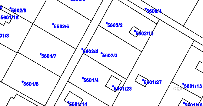 Parcela st. 5602/3 v KÚ Frýdek, Katastrální mapa