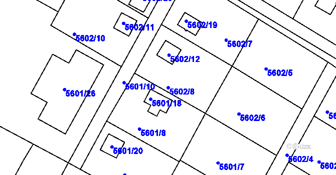Parcela st. 5602/8 v KÚ Frýdek, Katastrální mapa