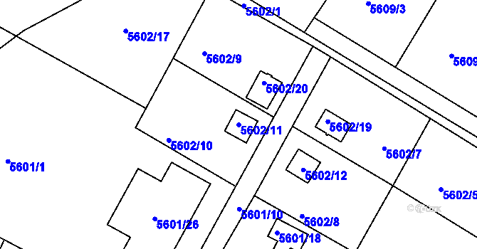 Parcela st. 5602/11 v KÚ Frýdek, Katastrální mapa