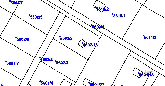 Parcela st. 5602/13 v KÚ Frýdek, Katastrální mapa
