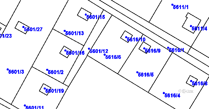 Parcela st. 5616/6 v KÚ Frýdek, Katastrální mapa