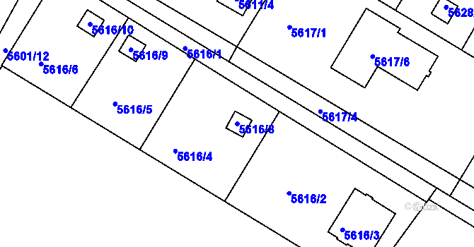 Parcela st. 5616/8 v KÚ Frýdek, Katastrální mapa