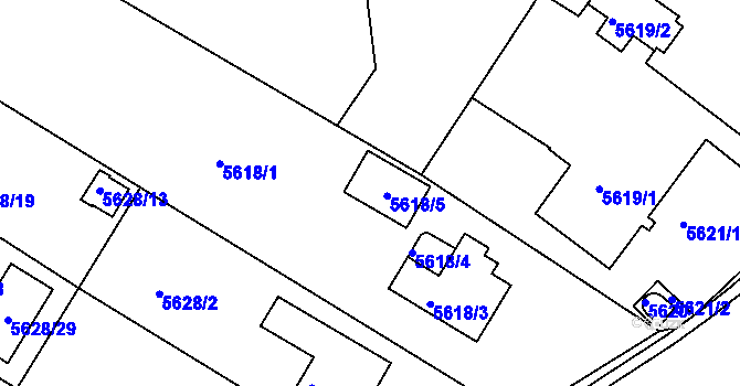 Parcela st. 5618/5 v KÚ Frýdek, Katastrální mapa