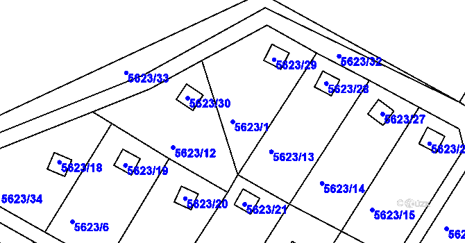 Parcela st. 5623/1 v KÚ Frýdek, Katastrální mapa