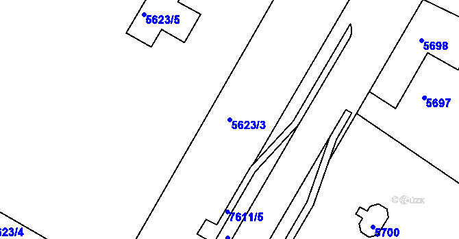Parcela st. 5623/3 v KÚ Frýdek, Katastrální mapa