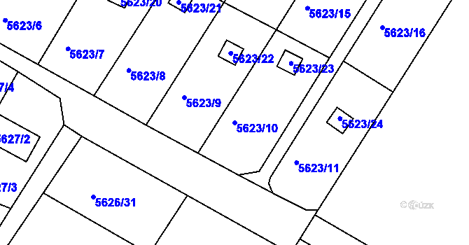 Parcela st. 5623/10 v KÚ Frýdek, Katastrální mapa