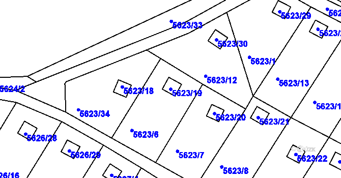 Parcela st. 5623/19 v KÚ Frýdek, Katastrální mapa