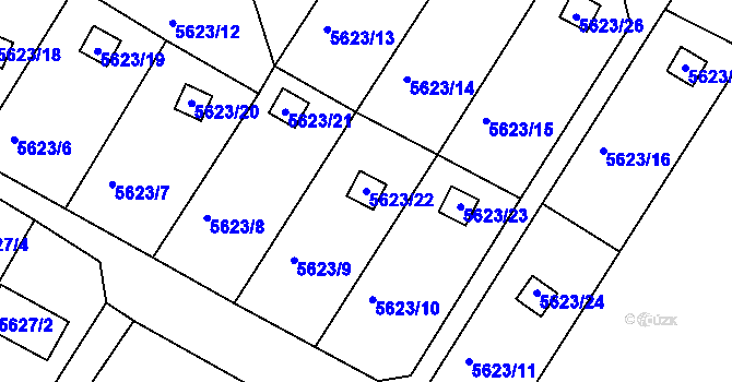 Parcela st. 5623/22 v KÚ Frýdek, Katastrální mapa