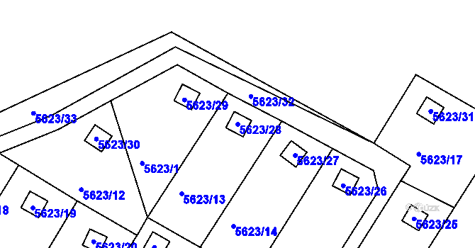 Parcela st. 5623/28 v KÚ Frýdek, Katastrální mapa