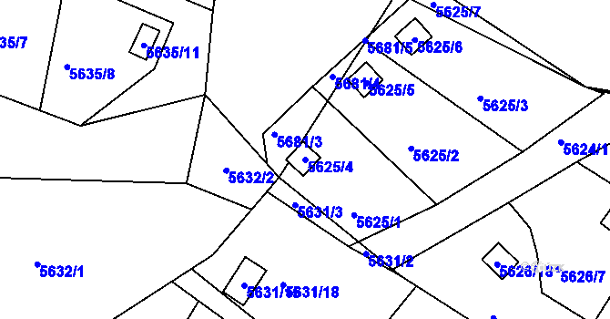 Parcela st. 5625/4 v KÚ Frýdek, Katastrální mapa