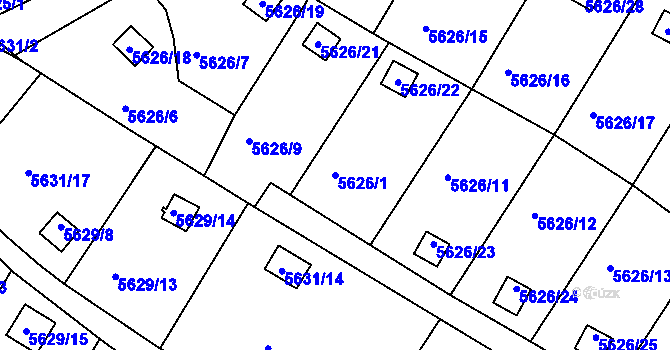 Parcela st. 5626/1 v KÚ Frýdek, Katastrální mapa