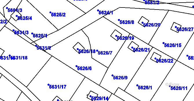 Parcela st. 5626/7 v KÚ Frýdek, Katastrální mapa