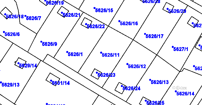 Parcela st. 5626/11 v KÚ Frýdek, Katastrální mapa