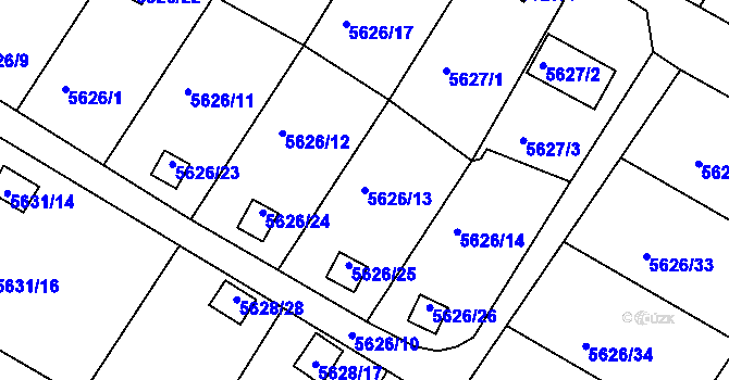 Parcela st. 5626/13 v KÚ Frýdek, Katastrální mapa