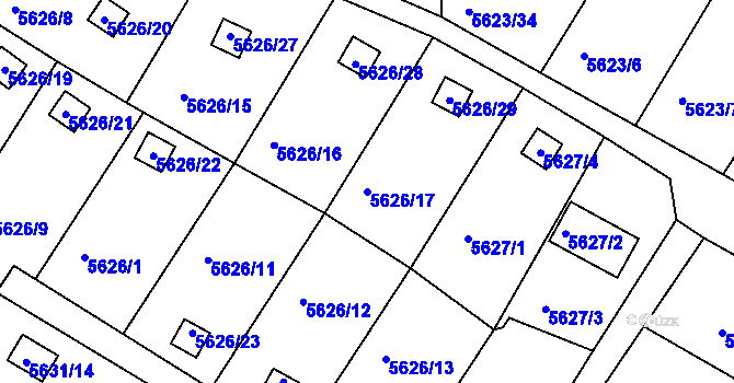 Parcela st. 5626/17 v KÚ Frýdek, Katastrální mapa