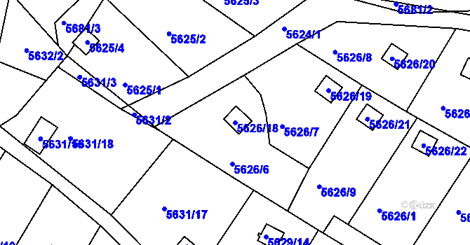 Parcela st. 5626/18 v KÚ Frýdek, Katastrální mapa