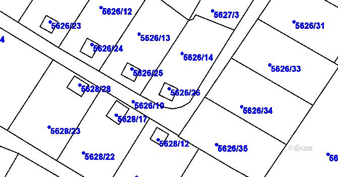 Parcela st. 5626/26 v KÚ Frýdek, Katastrální mapa