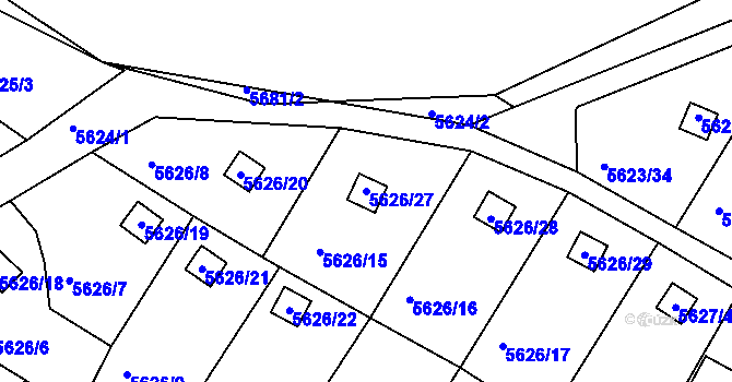 Parcela st. 5626/27 v KÚ Frýdek, Katastrální mapa