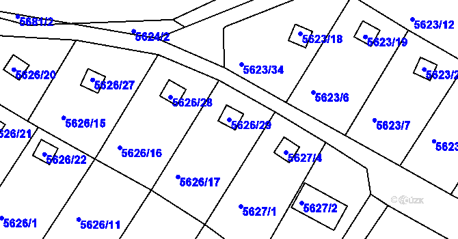 Parcela st. 5626/29 v KÚ Frýdek, Katastrální mapa